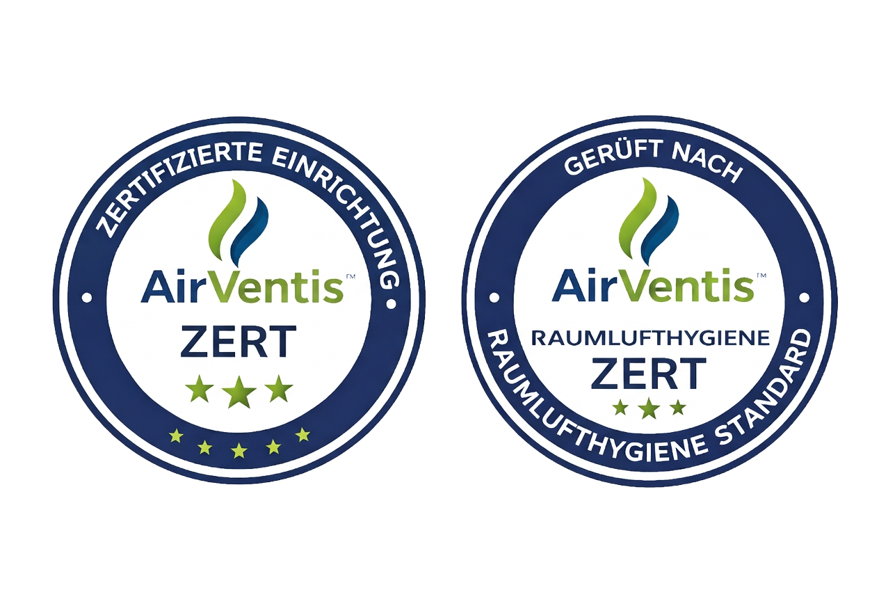 AirVentis Zertifizierungssiegel – Zertifizierte Einrichtung und Raumlufthygiene Standard
